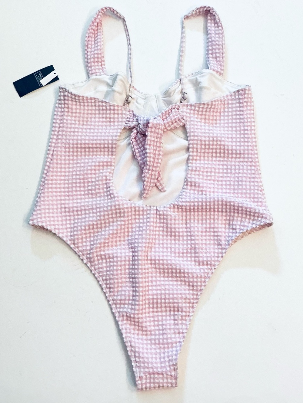 ABERCROMBIE & FITCH Pink Gingham Sweetheart Neckline OnePiece Swimsuit Sz XL NWT - Picture 6 of 11